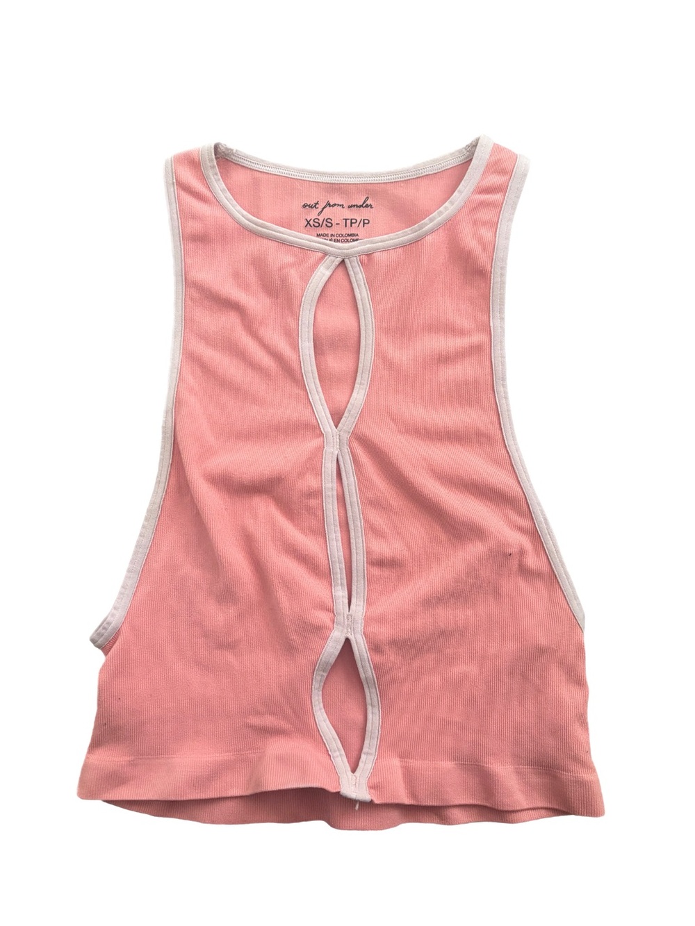 Urban Outfitters Pink Cutout-Back Bandeau Tank with Cream Trim